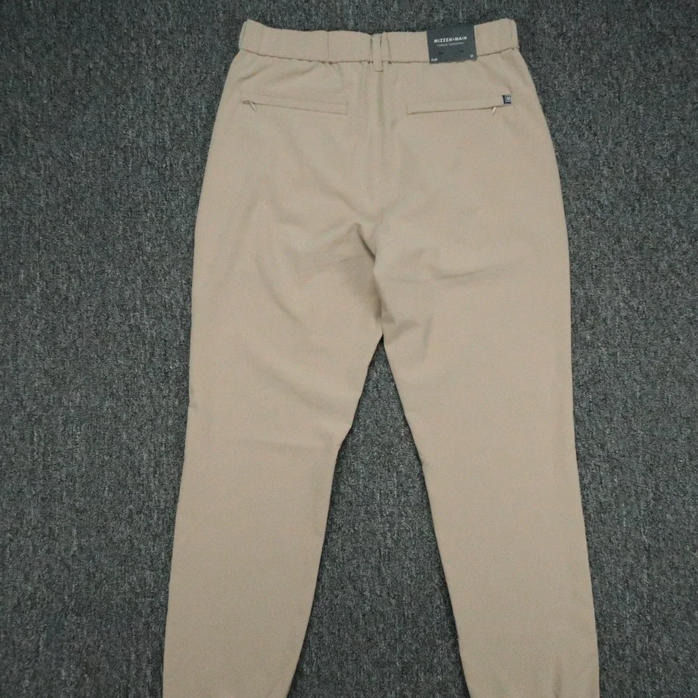 Mizzen Main Pants Mens 30x30 Khaki Tan Helmsman Jogger Slim Tapered Zip Pocket
